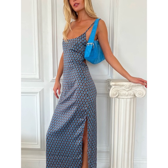 NWT Isalis Noel Geometric Tie Back Maxi Dress - Picture 3 of 5